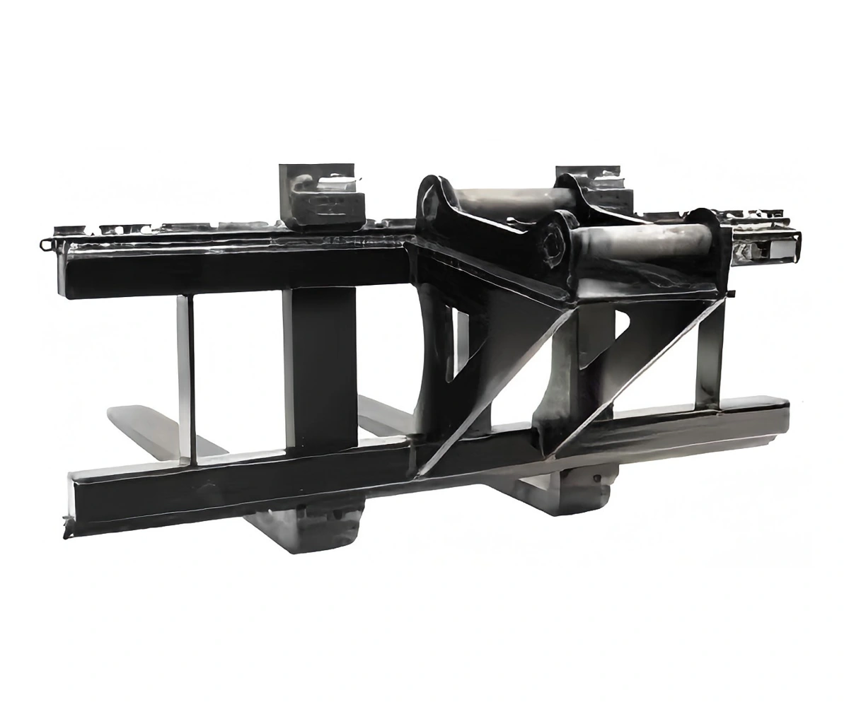 Excavator pallet fork attachment with two straight steel tines