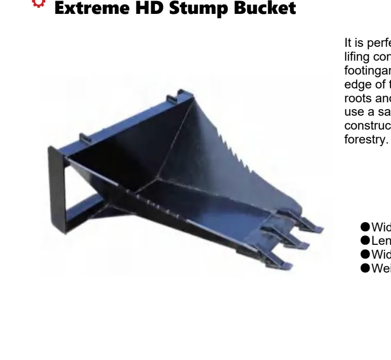 Heavy duty stump bucket with pointed digging blade