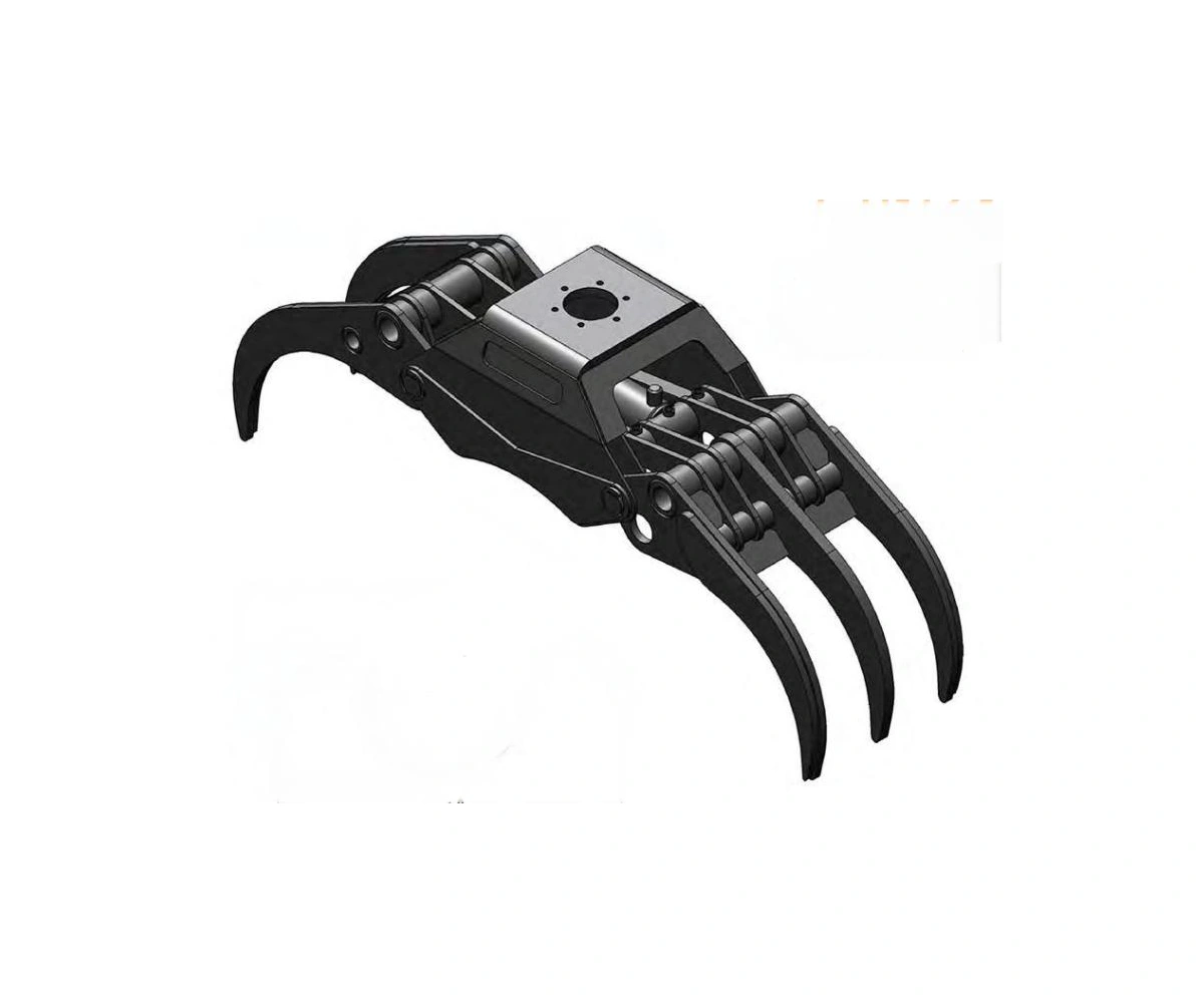Excavator forestry grab with multi finger hydraulic jaws
