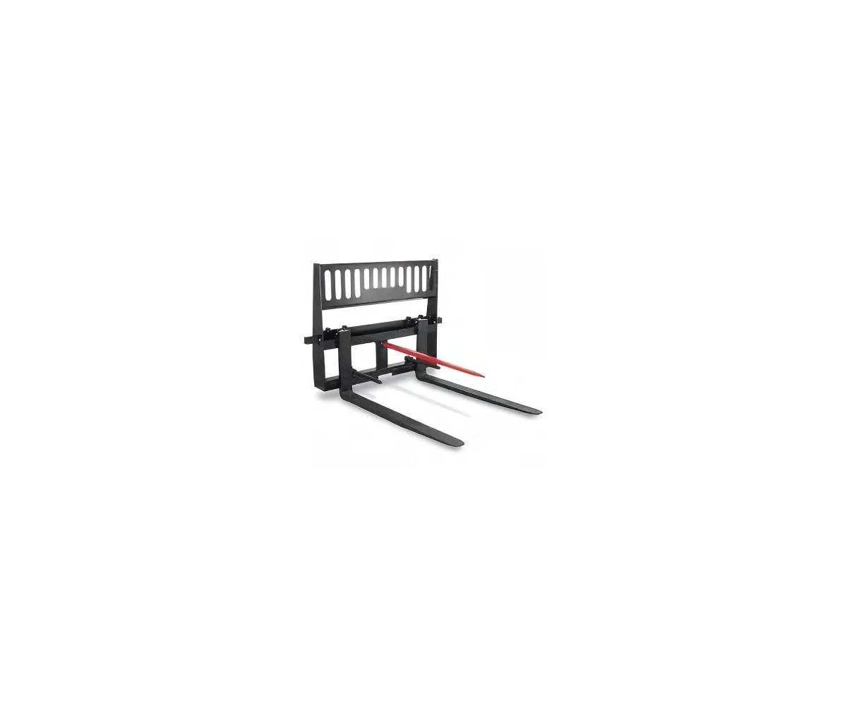 Heavy duty pallet fork frame with hay spear attachment