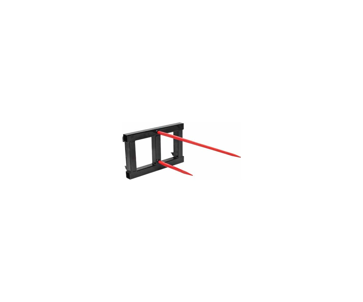 Loader bale spear frame with horizontal steel spikes