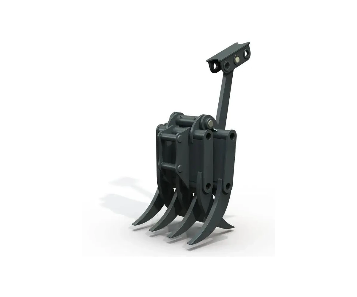 Manual excavator grab with curved interlocking steel jaws